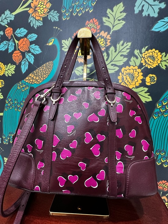 Gucci Heart Print Dome Satchel – Burgundy Leather Trim - Picture 4 of 15